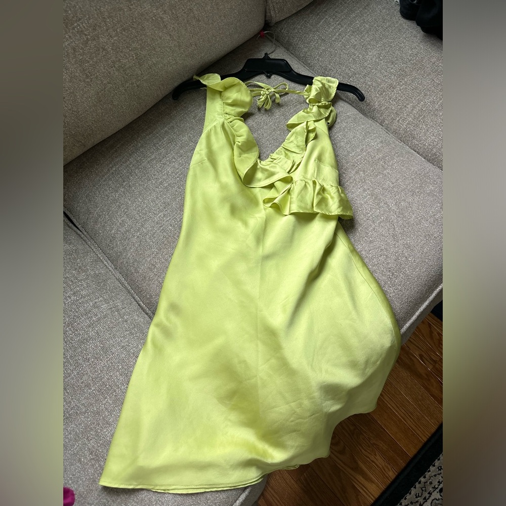 Forever 21 Yellow Green Ruffled Mini Sundress - Picture 4 of 7